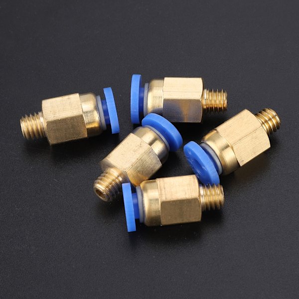 5 STK 3D-skrivertilbehør PC4-M6 Rett gjennom pneumatisk skjøt ytre diameter 4MM