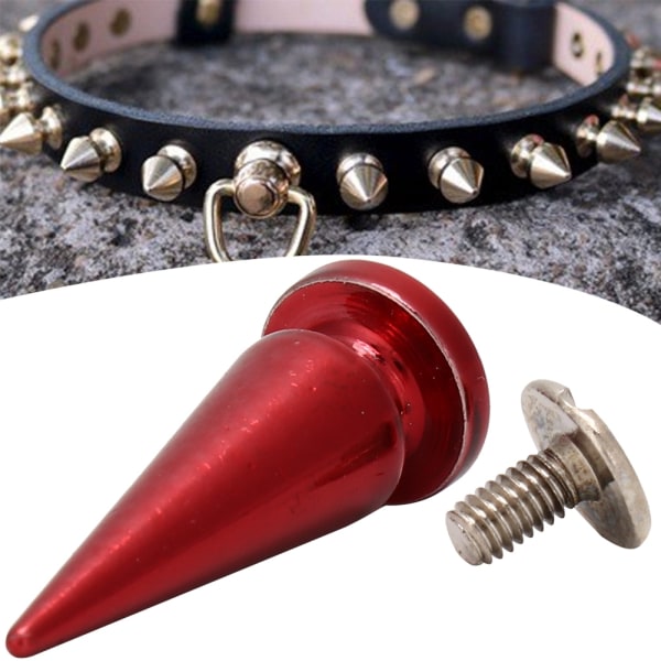 10 sett 10*26 mm kobberkule-nagle metallstuds med skruesett for DIY-lærveskesko (rød)