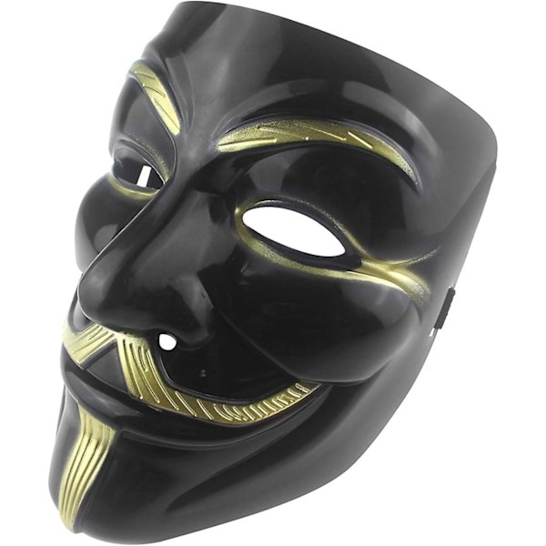 V for Vendetta Maske - Halloween Cosplay Kostume til Børn, Kvinder og Mænd (Sort, 10 stk)