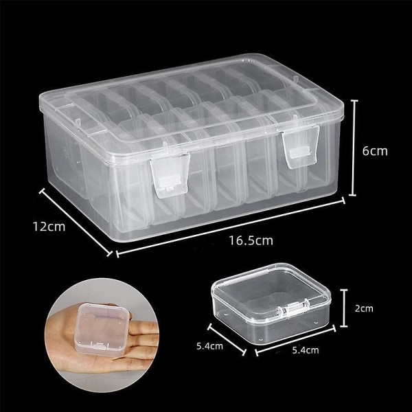 15-pakke mini gennemsigtige plastopbevaringsbokse 5 x 5,5 x 2 cm - ideel til perler, smykker og gør-det-selv-håndværk