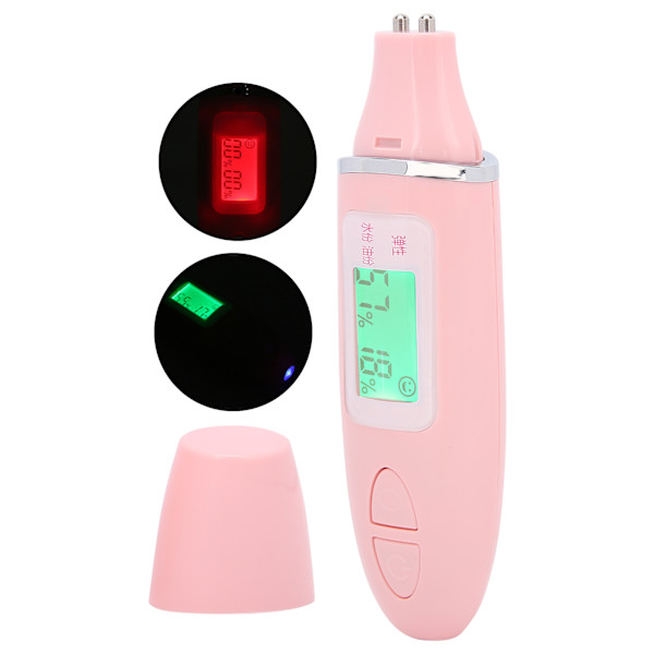 Multifunktionel hudfugtighedstester LCD-display ansigtshud vandolie sensoranalysator Pink