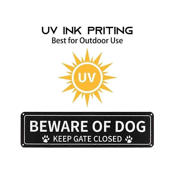 1-pack Varning för Hund Skylt, 30,5 x 7,6 cm Rostfri 0,040 Aluminium Metallskylt, Reflekterande, Blekningsbeständig