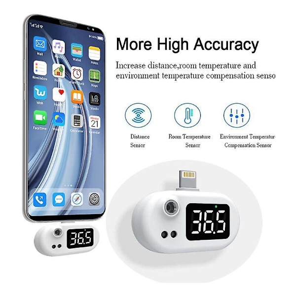 USB Smart Bærbart Termometer Mini Mobil Infrarødt Termometer til iPhone