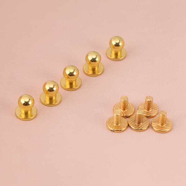 20 stk. Rundt Hode Solid Messing Spiker Nagle Knapp DIY Lær Tilbehør (8*6mm gull)
