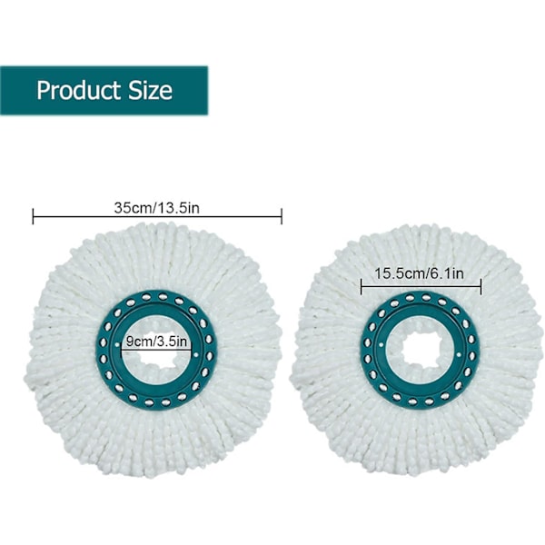 2 kpl Clean Twist Disc Mop -moppipään vaihtopäät, yhteensopivat Leifheitin kanssa - imukykyistä mikrokuitua - Sopii kaikentyyppisille lattioille - Helppo vaihtaa