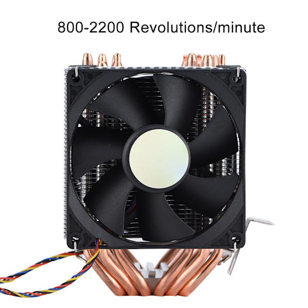 Tyst 4-stifts CPU-kylare med 6 värmerör, dubbeltorns luftkylning, 800-2200 varv/minut