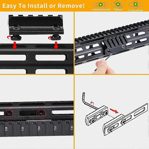 3 Spår 45 Graders Mlok-skena 3 Spår 5 Spår Aluminiumlegering Fäste Mlok-system