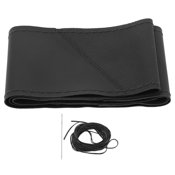 Universal 15\" Ratdæksel DIY Håndsyet Perforeret Mikrofiber Læder (Sort)