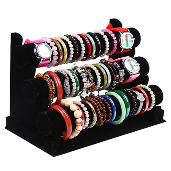 3-lags armbåndsholder armbåndsur Halskæde Display Opbevaring Smykkeholder Stand Display Organizer