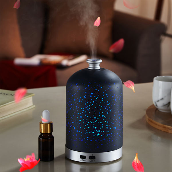 100 ml 3D glas ultralyd aromaterapi aroma diffuser luftfugter LED natlys luftfugter 110-240V EU-stik