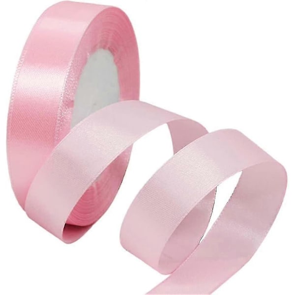 20mm för presentinslagning, 22,86M Dubbelsidigt Satin Polyesterband Ballong-Mörkblå rosa