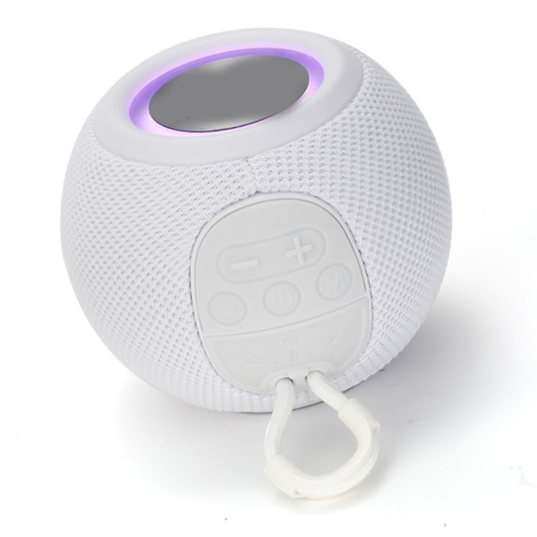 Bluetooth-kaiutin, langaton, minikokoinen, kannettava, kangaspäällysteinen, ladattava kaiutin kotiin, asuntolaan, juhliin, valkoinen