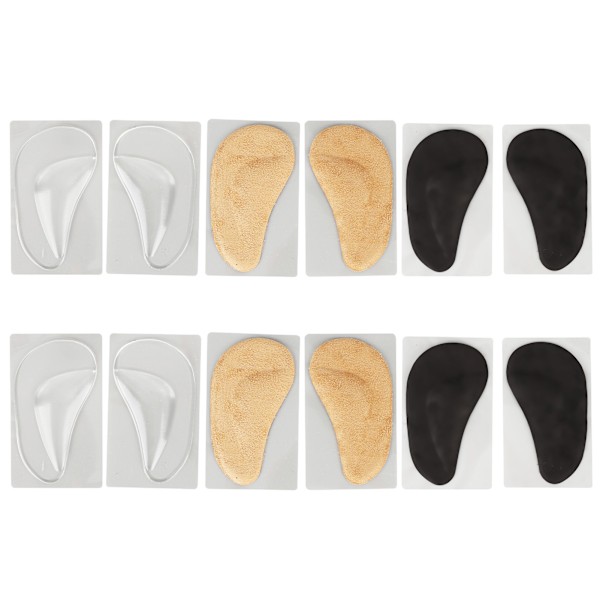 6 par bågstödssko-inlägg Adhesive Gel Återanvändbar Arch Pad för Plantar Fasciitis