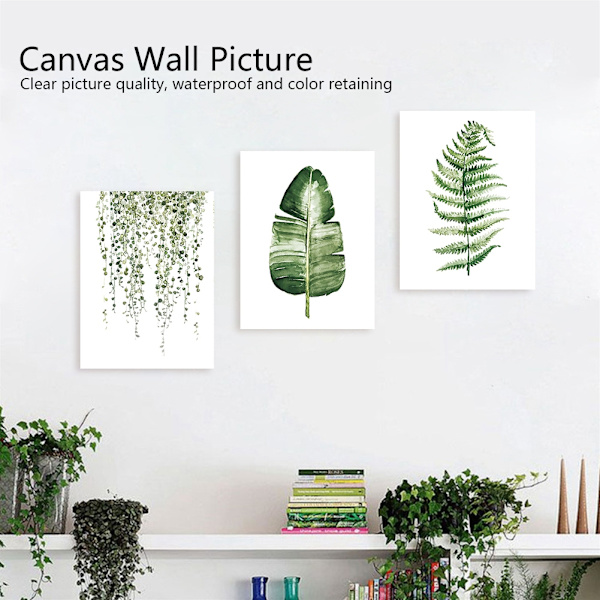 3 st/set lantlig stil gröna växter canvasmålning bild modern vardagsrum sovrumsdekoration