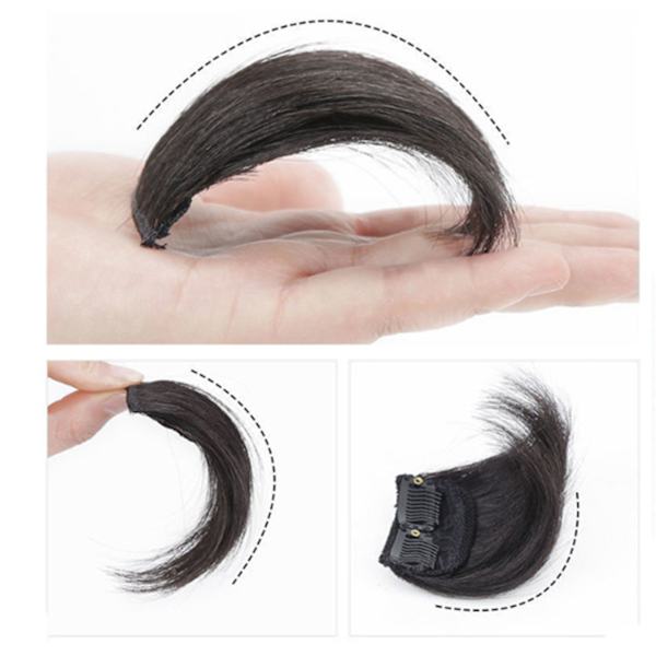 Rett hårstykke 11,8 tommer lengde fortykket fluffy lett vekt elastisk klips kvinne hårstykke for fest bursdag cosplay mørk brun 11,8 tommer