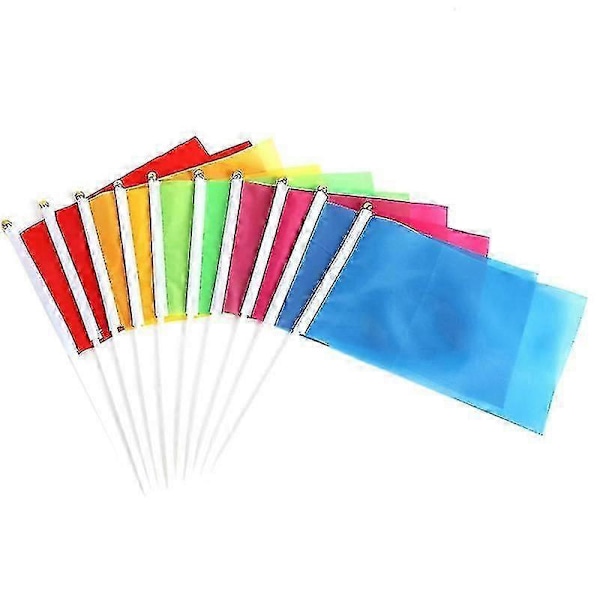 100 stk. Håndholdte firkantede flag ensfarvede mini flag festartikler festlige flag (rød)