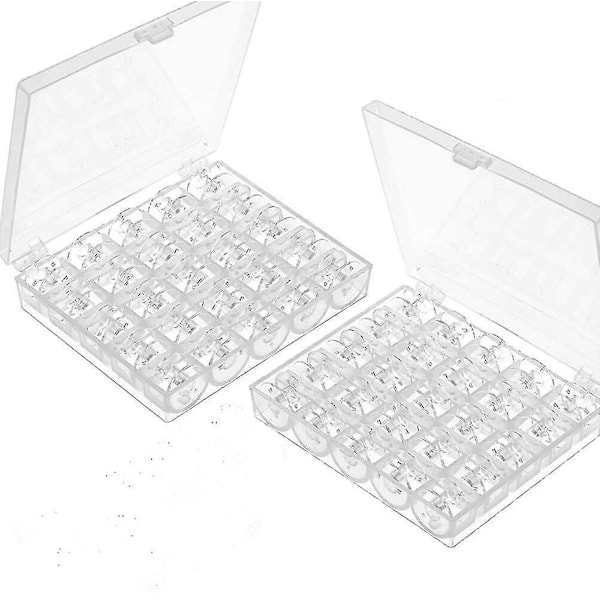 2 stk. symaskinspole inkludert oppbevaringsboks, plast symaskinspole, transparent spolebokssett