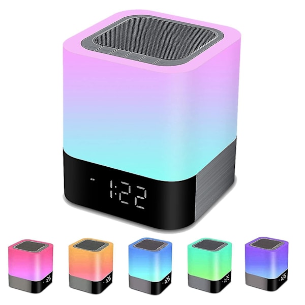 Wireless Speaker with Alarm Clock and RGB Color Changing LED Night Light