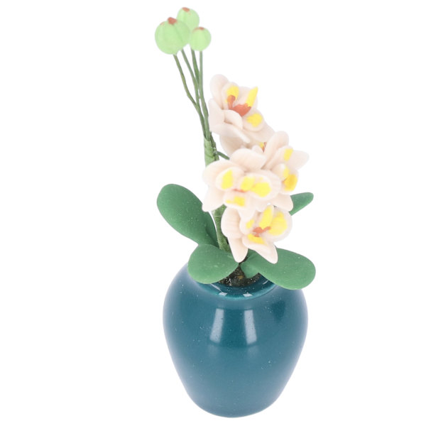 Nukkekodin kukka 1/12 skaalattu elävän kokoinen valkoinen Phalaenopsis pienoismalli yli 3-vuotiaille