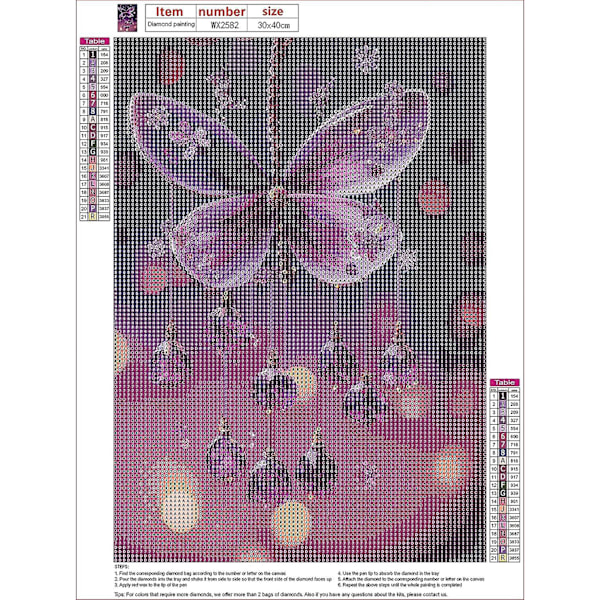Crystal Butterfly 5D diamond painting - Täysi purppura timantti tekojalokiviristipisto aikuisille ja lapsille - 30x40 cm timantti-tee-se-itse-maalaus