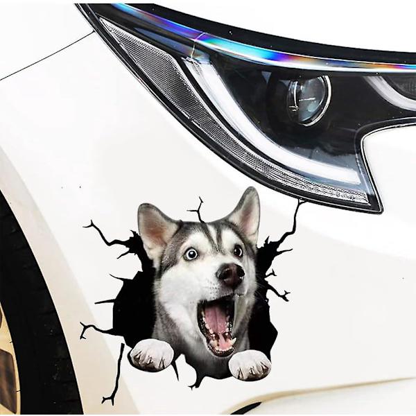 3D Hunde Stickers - Husky & Fransk Bulldog - 4 Pak - 30cm X 30cm