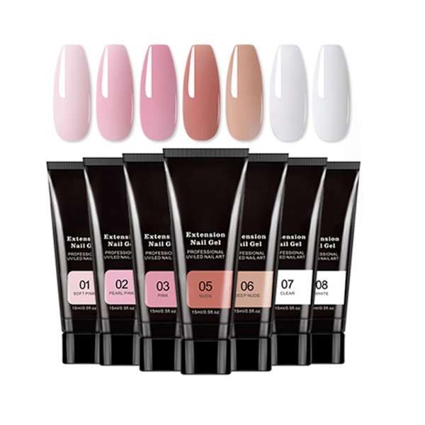 Nagelgel-set Gelbyggare Nagelset med Förlängningsgel Nagelförlängningsformer Nagellampa Nagelfil för Nagelmanikyr Nybörjarstartset