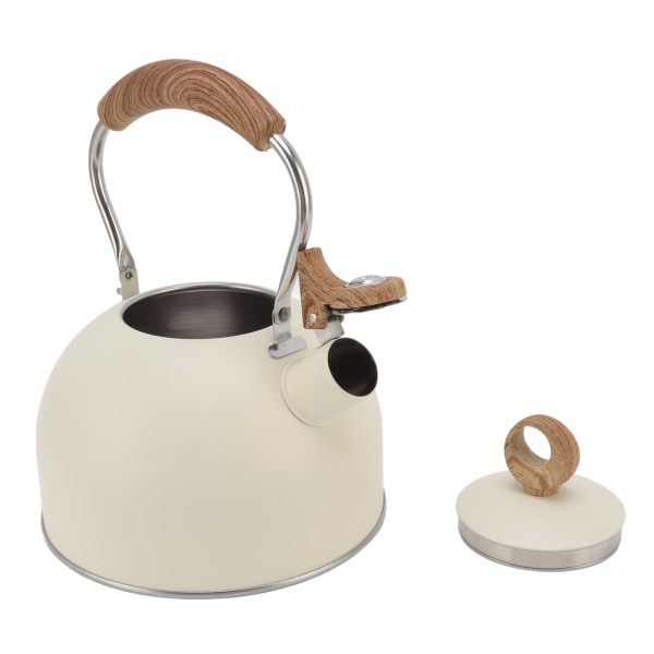 2,5 liters whistling tekjele i rustfritt stål med håndtak for elektrisk komfyr gasskomfyr Beige
