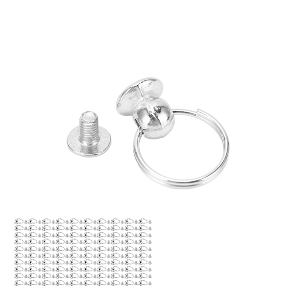 100 set monknit med dragkedjor 8mm högglans kopparmaterial dubbelögla dragkedja för DIY kläder väskor skor silver