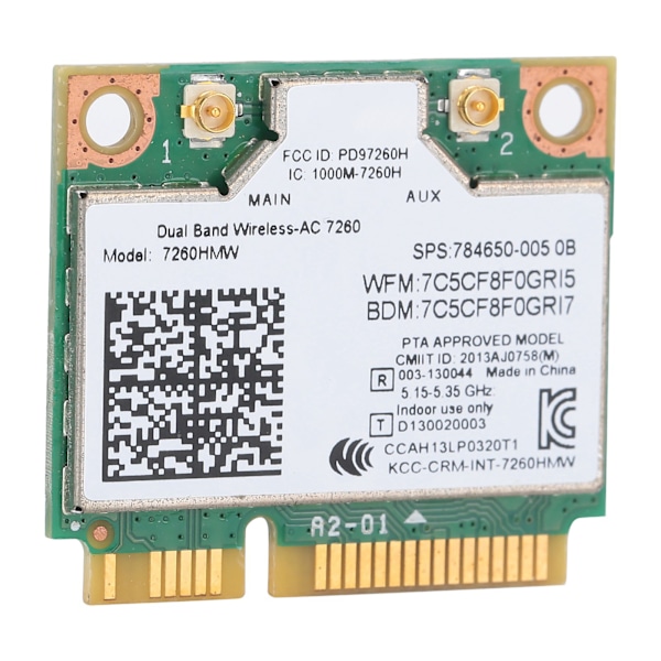 Langaton verkkokortti Dual Band 7260HMW 802.11AC Mini PCIE WiFi BT4.0 sovitin 2 antennia