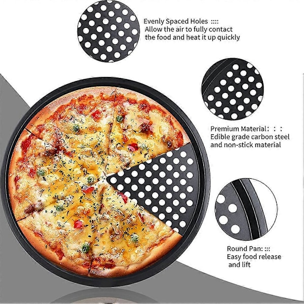 Pizzabricka Perforerad Bakplåt Non-Stick Rund Bakplåt