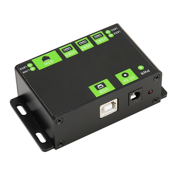 Teollinen USB-keskitin, monitoiminen metallikotelo, 3-porttinen USB 100M verkkokortin laajennuskeskitinsovitin 100-240V EU-pistoke