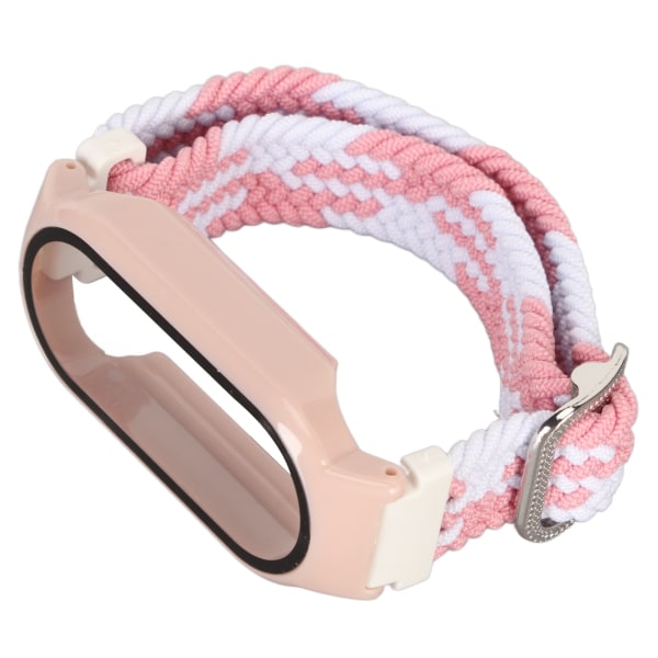 Pehmeä nylon watch ranneke puskurilla case, lisävaruste, joka sopii Mi Band 7:lle vaaleanpunainen valkoinen ja vaaleanpunainen case