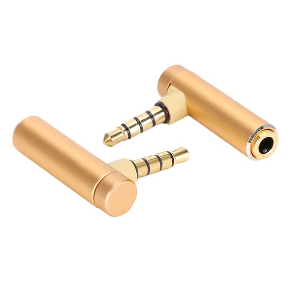 2 stk. 3,5 mm hann til hunn lydadapter Rettvinklet stereohodetelefonkabel Jack Plugg Gull