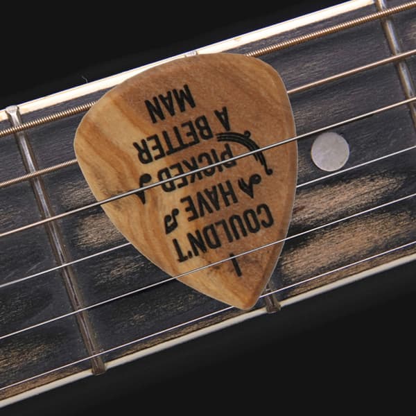 3-delat gitarrplektrumset med akacialåda för gitarrspel, finpolerat plektrum med naturlig ådring