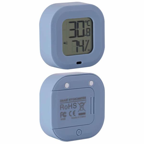 Smart termometer hygrometer för Bluetooth inomhustemperaturfuktighetsmätare för hem, garage, växthus, blå
