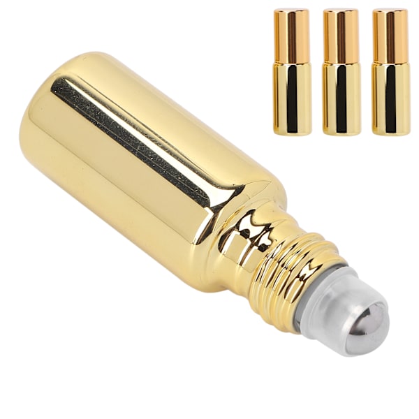 3 st professionella parfymrullflaskor i glas bärbara eteriska oljerullflaskor set 5ml Guld