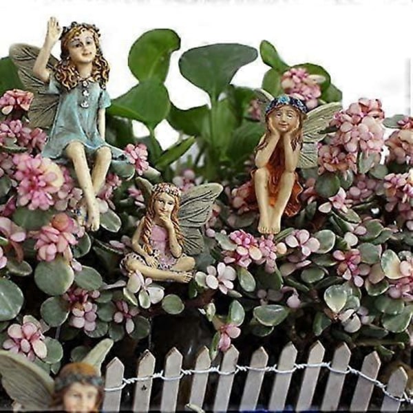 Set med 6 Miniatyrféfigurer för Bonsai eller Heminredning