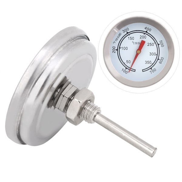 100~700℉ Rustfrit Stål BBQ Termometer Temperaturmåler Analog Skive Dobbelt Skala