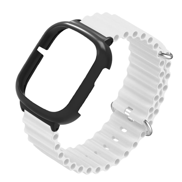 Smart Watch Cases PC Beskyttende Skal Ur Skærmbeskytter Bezel Ring Ramme med Silikone Urrem til Honor 4 Hvid