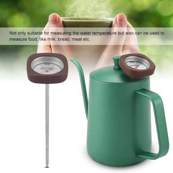 600 ml rostfritt stål kaffekanna gåshals pip tekanna med termometer (grön)