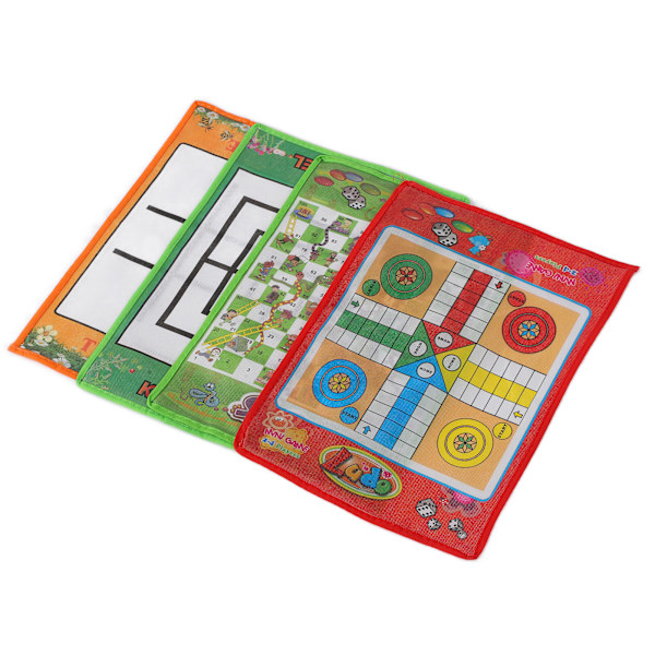 Snake and Ladder Kids Nio Män Morris Portable Flygande Schack Ludobräde för familjespel 4 i 1 set