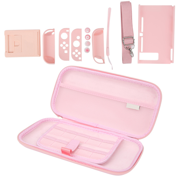 Bärbar förvaringsväska skärmskydd spelkonsol skyddande tillbehör för NintendoPink