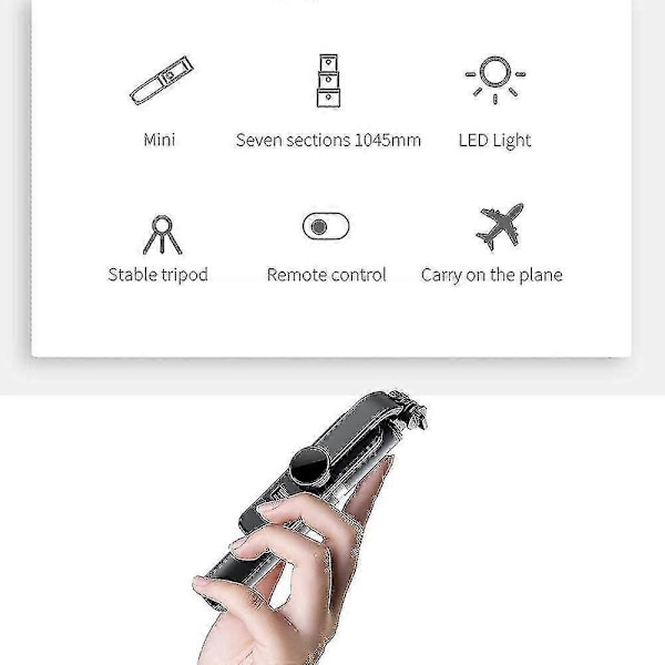 Selfie Stick Tripod, Bærbar Udtrækkelig 3 I 1 Rustfrit Stål Telefon Tripod_SZXM