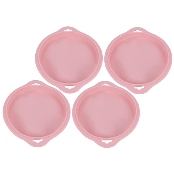 4 STK Silikon Lagdelt Kakeform Rund Brødform Kakebrettform Nonstick Bakeverktøy (Rosa S)