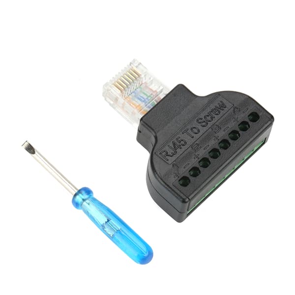 2 stk. RJ45 hanstik til 8-benet AV skrueterminal adapterblok konverterstik CCTV
