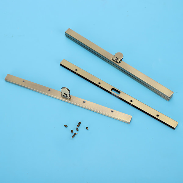 2 stk. veskelås i metall, ramme til DIY-vesker, lett jern, cyan, 19 cm