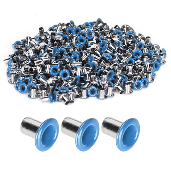 500 st mässingsöljetter 2 mm innerhål färgglada öljetter kit för kläder skor väska DIY hantverk ljusblå