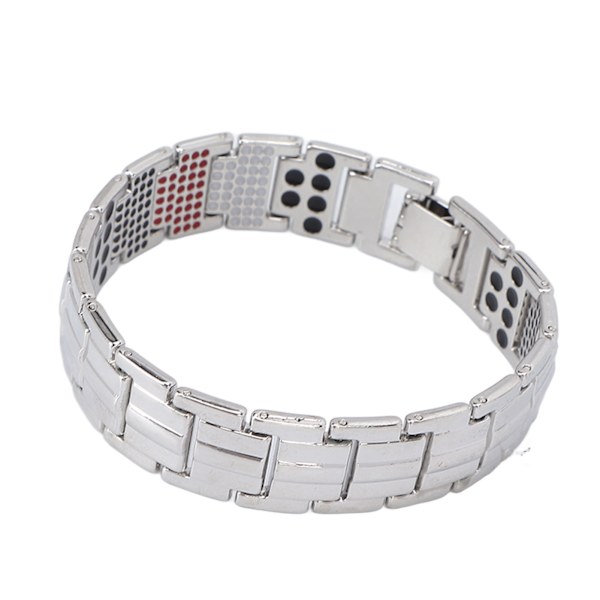 Magnetterapi Armband Minska elektrostatisk Förbättra sömn Gå ner i vikt Snygga titanstålarmband Silver
