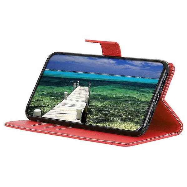 Compatible with Sony Xperia 10 VI Magnetic Case Wallet Leather Phone Case with Litchi Texture Red