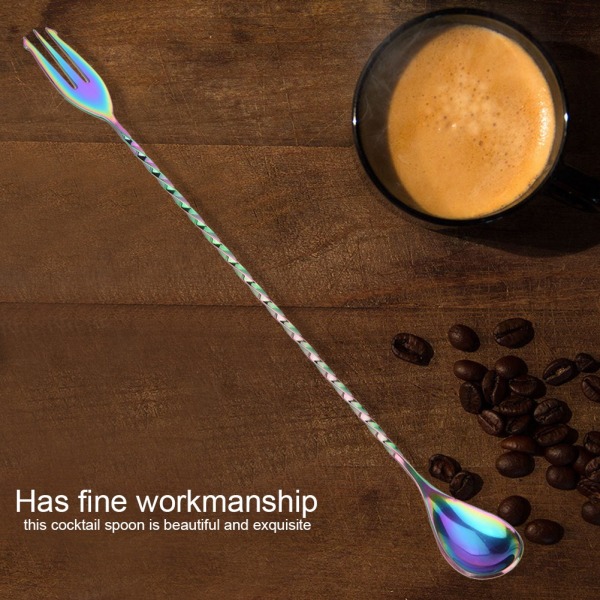 1 stk. rustfritt stål cocktailskje drikke kaffeblandingsverktøy med langt håndtak (#1)